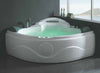EAGO AM505 61'' 2 Person 14 Jets Corner Waterfall White Whirlpool Freestanding Bathtubs Front View in Bathroom