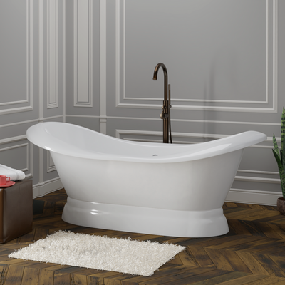 Barclay - Marshall 72" Cast Iron Double Slipper Tub on Base - CTDSNB-WH