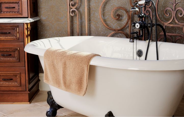 Closeup of Clawfoot Tub with Oil Rubbed Bronze Feet