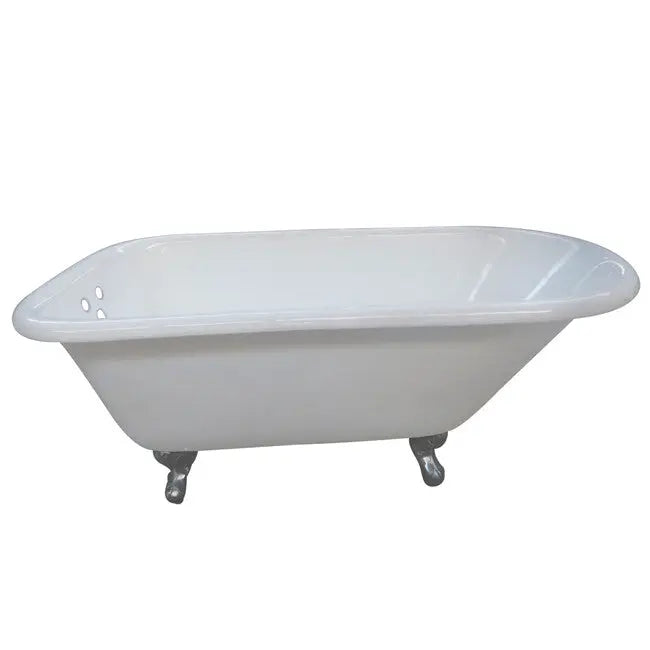 Kingston Brass Aqua Eden 60" Cast Iron Roll Top Clawfoot Freestanding Tub with 3-3/8" Wall Drillings