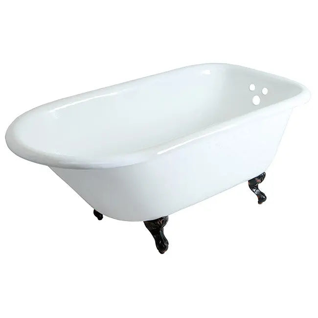 Kingston Brass Aqua Eden 60" Cast Iron Roll Top Clawfoot Freestanding Tub with 3-3/8" Wall Drillings