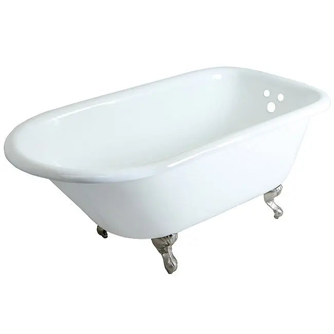 Kingston Brass Aqua Eden 60" Cast Iron Roll Top Clawfoot Freestanding Tub with 3-3/8" Wall Drillings