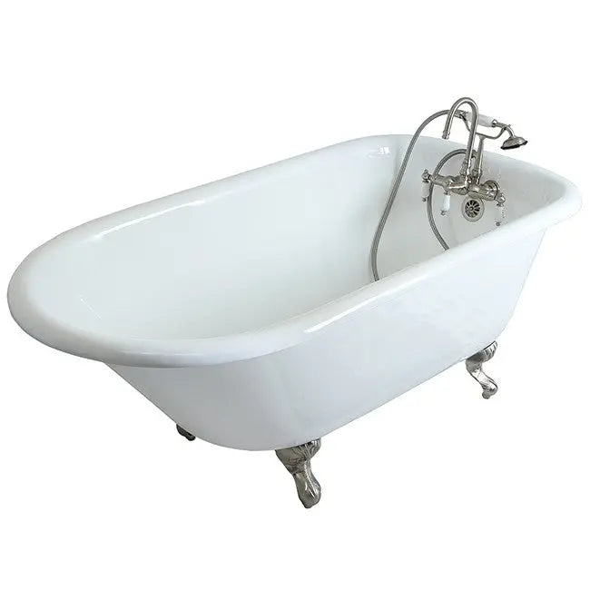 Kingston Brass Aqua Eden 60" Cast Iron Roll Top Clawfoot Freestanding Tub with 3-3/8" Wall Drillings