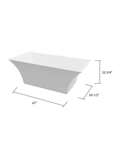 A & E Bath and Shower Abzu Acrylic 67" Premium Acrylic Rectangular Freestanding Tub A & E Bath and Shower