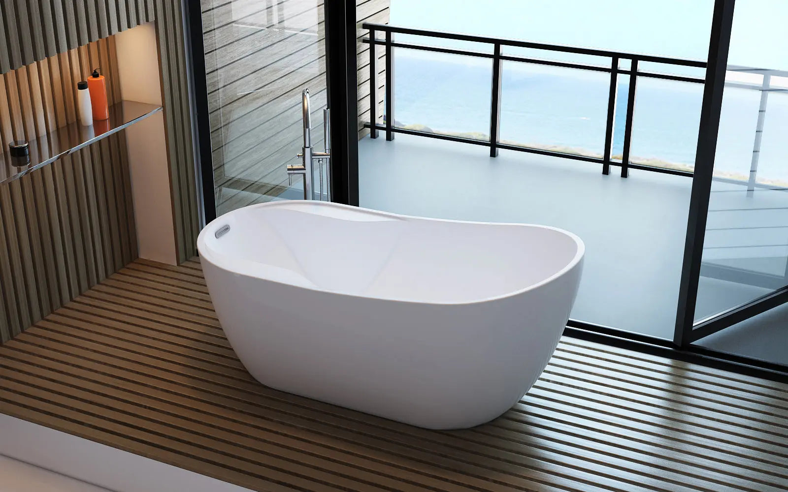 A & E Bath and Shower Miami 59" Double Deck Freestanding Tub A & E Bath and Shower