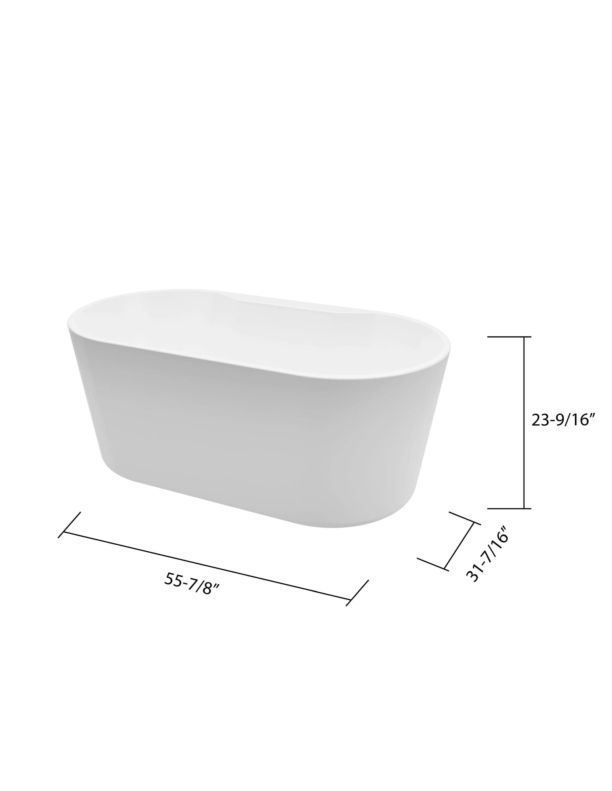 A & E Bath and Shower Retro Acrylic Small 56" Premium Oval Freestanding Tub A & E Bath and Shower