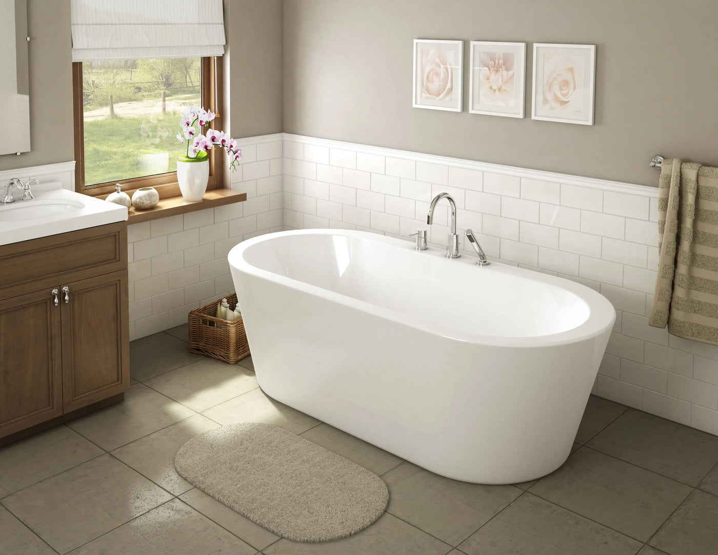 A & E Bath and Shower Una Acrylic 71" Premium Oval Freestanding Tub