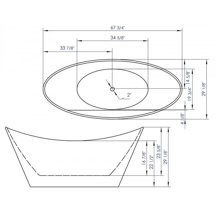 ALFI Brand AB8803 68 Inch White Oval Acrylic Freestanding Soaking Bathtub Alfi Trade Inc