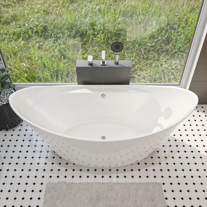ALFI Brand AB8803 68 Inch White Oval Acrylic Freestanding Soaking Bathtub Alfi Trade Inc