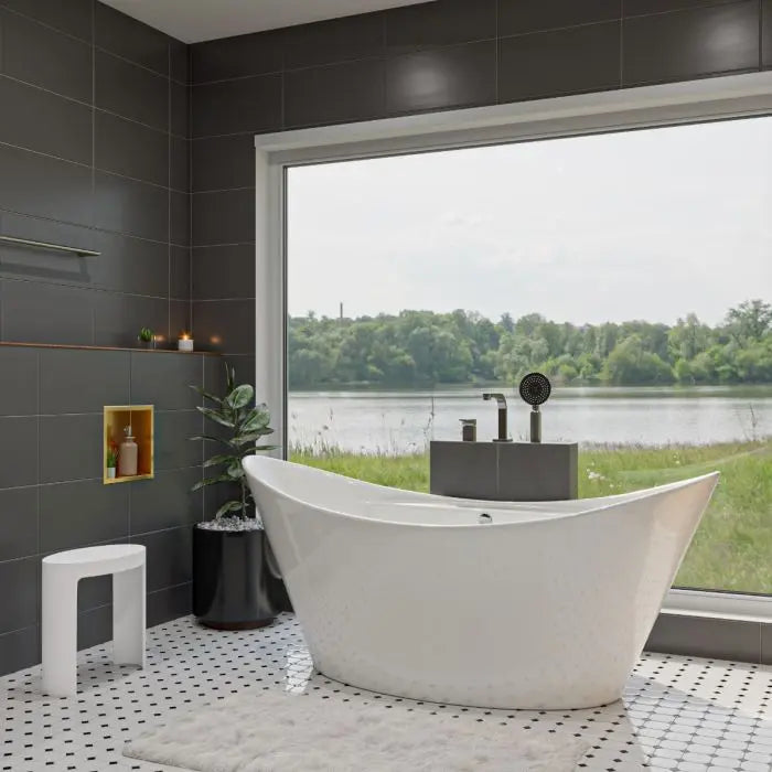 ALFI Brand AB8803 68 Inch White Oval Acrylic Freestanding Soaking Bathtub Alfi Trade Inc