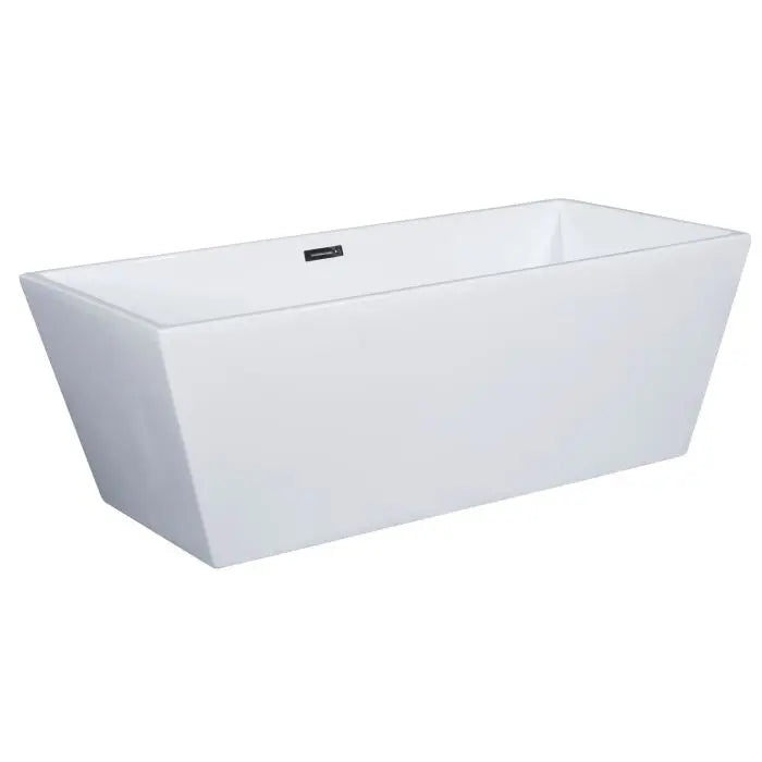 ALFI Brand AB8833 59 Inch White Rectangular Freestanding Tub with Offset Drain