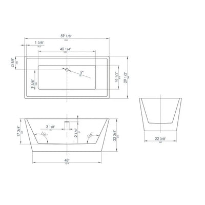 ALFI Brand AB8833 59 Inch White Rectangular Freestanding Soaking Bathtub Alfi Trade Inc