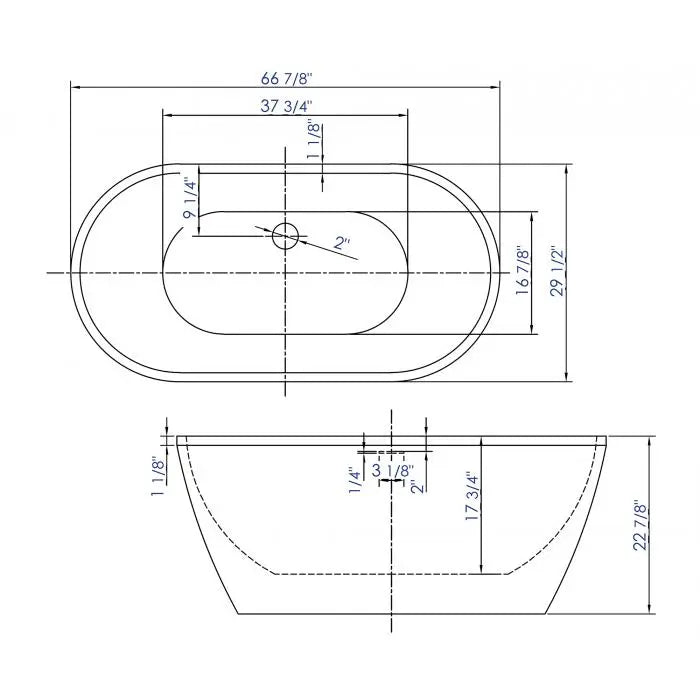 ALFI Brand AB8839 67 Inch White Oval Acrylic Freestanding Soaking Bathtub Alfi Trade Inc