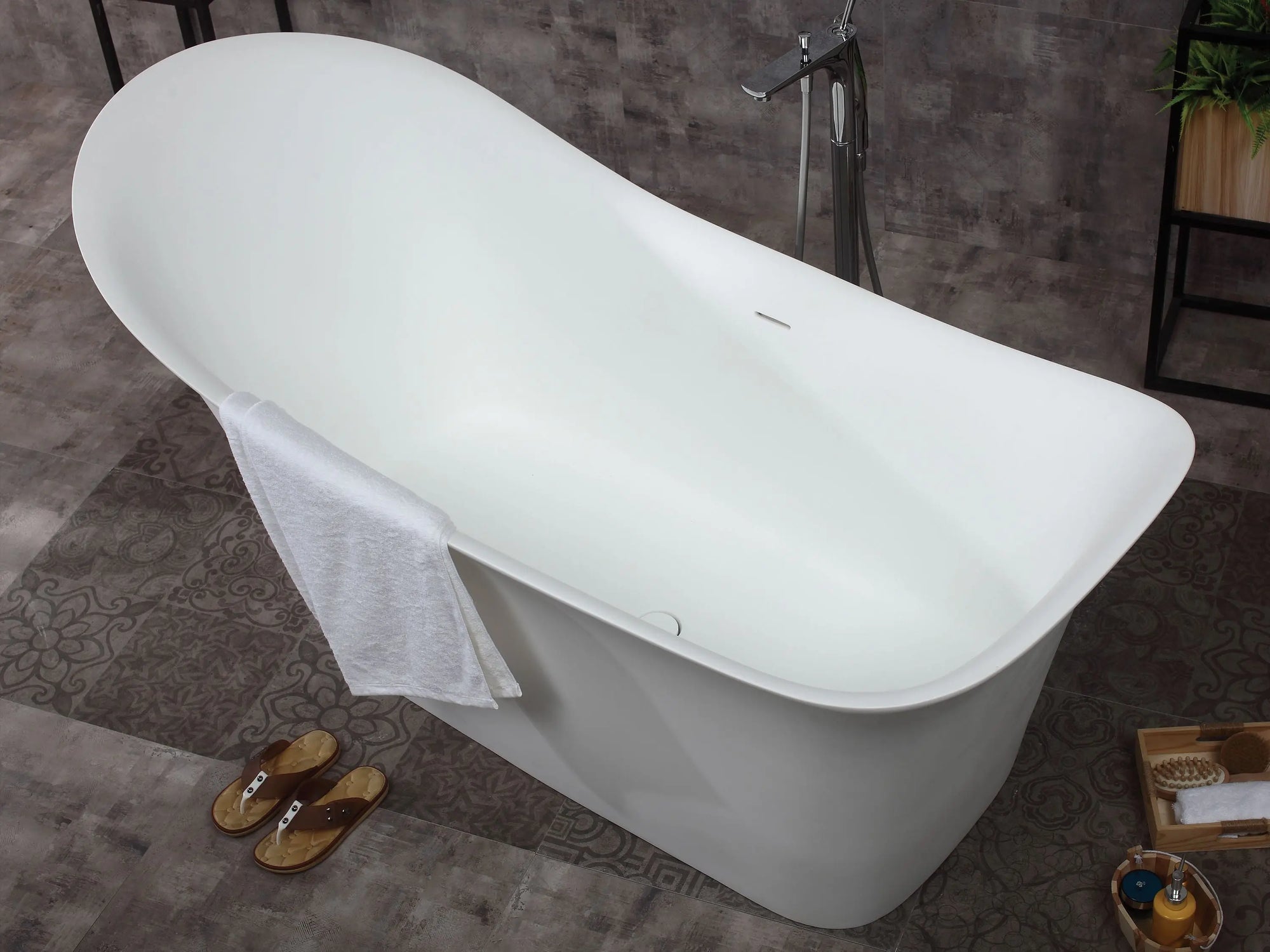 ALFI Brand 74" Matte White Solid Surface Resin Slipper Tub
