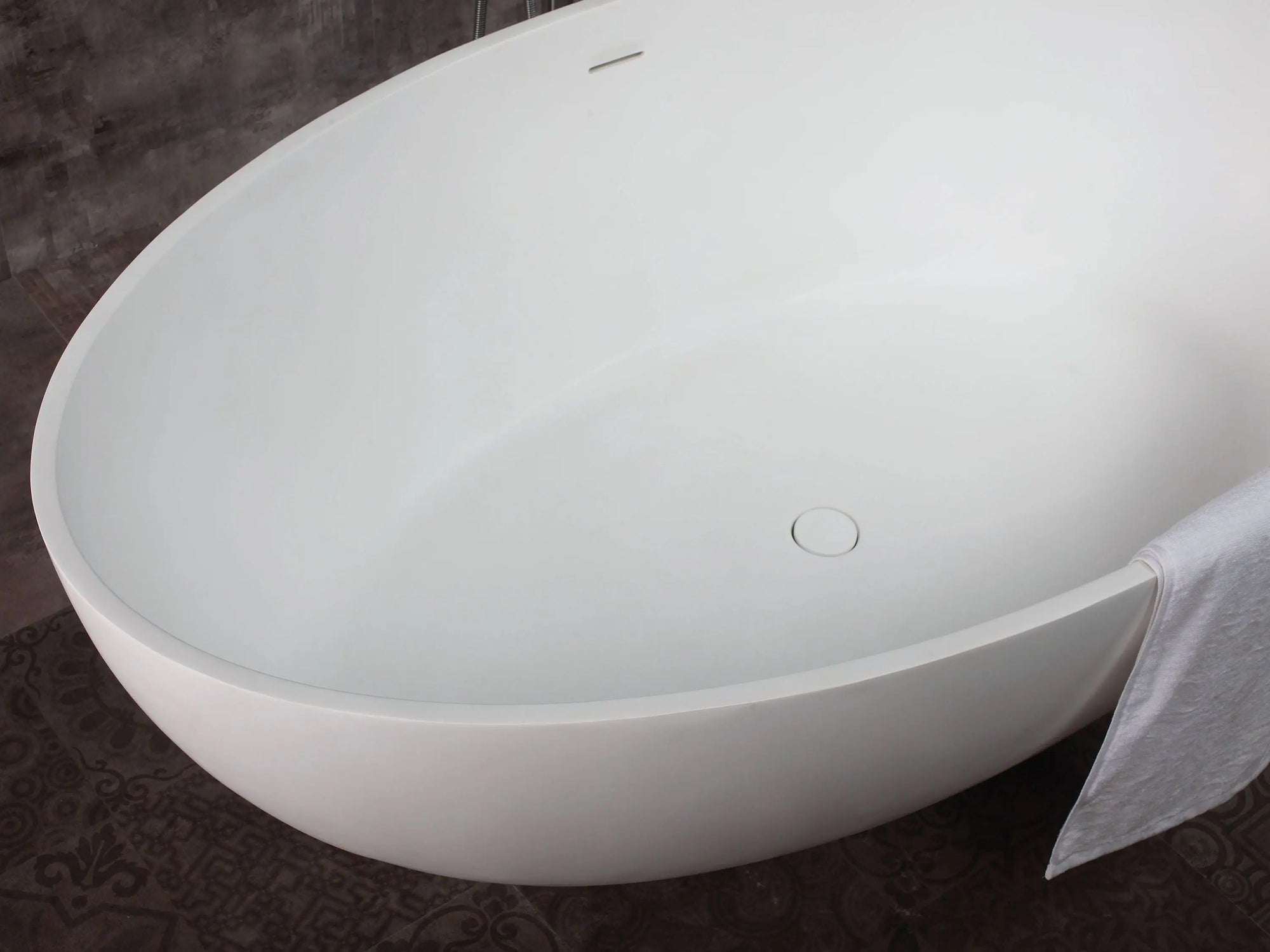 ALFI Brand AB9941 67" Matte White Oval Solid Surface Tub with Concealed Matte Center Drain