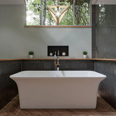 ALFI Brand AB9942 67" Matte White Rectangular Solid Surface Resin Tub Alfi Trade Inc