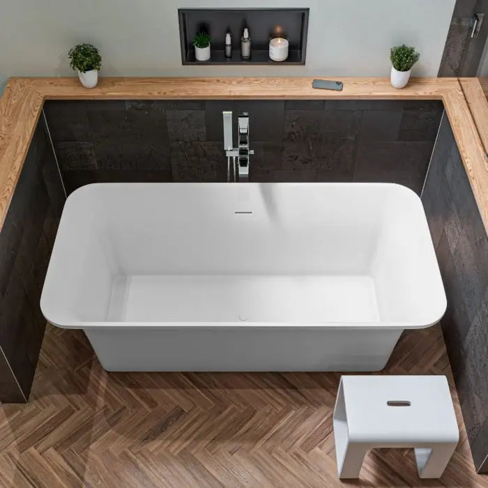 ALFI Brand AB9942 67" Matte White Rectangular Solid Surface Resin Tub Alfi Trade Inc