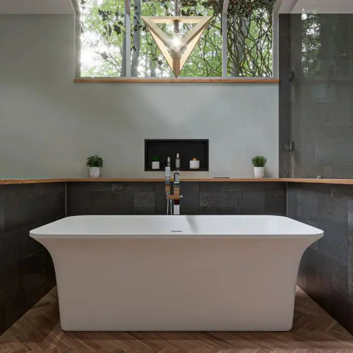 ALFI Brand AB9942 67" Matte White Rectangular Solid Surface Resin Tub Alfi Trade Inc