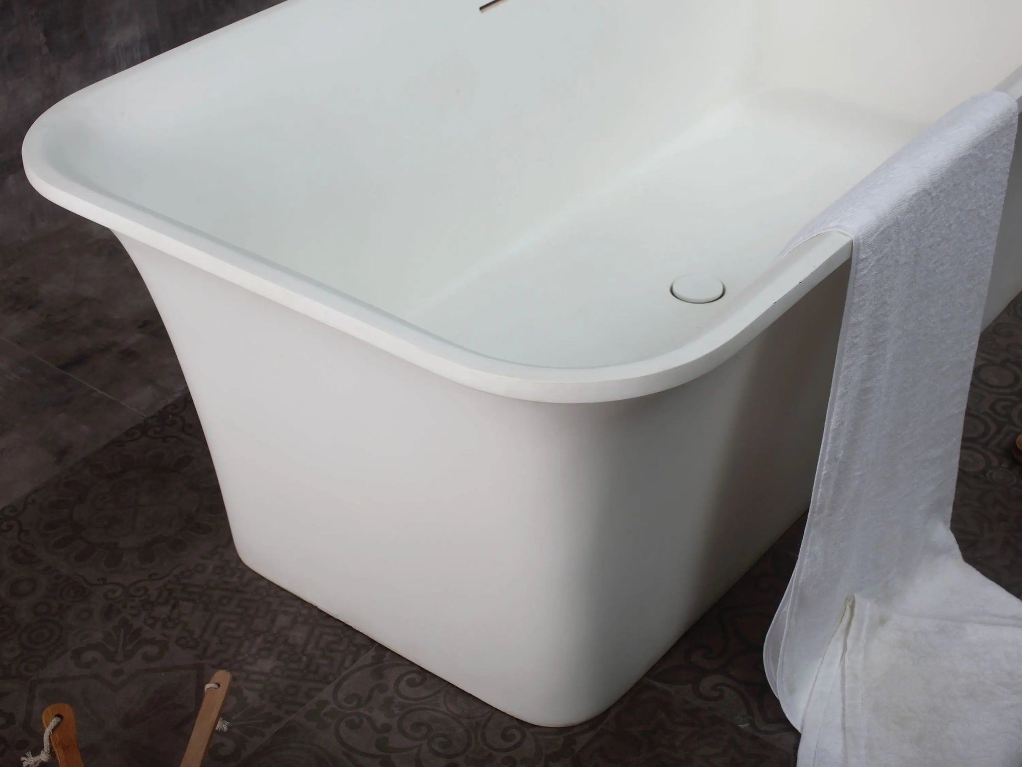 ALFI Brand AB9942 67" Matte White Rectangular Solid Surface Resin Tub with Matte White Center Drain