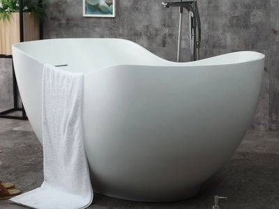 ALFI Brand AB9949 66" White Solid Surface Smooth Resin Soaking Bathtub