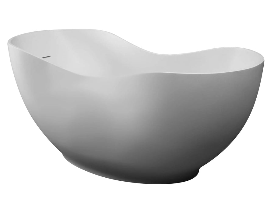 ALFI Brand AB9949 66" Matte White Oval Solid Surface Tub with Matte White Center Drain