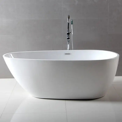 ALFI brand AB8861 59 Inch White Oval Acrylic Free Standing Soaking Bathtub Alfi Trade Inc