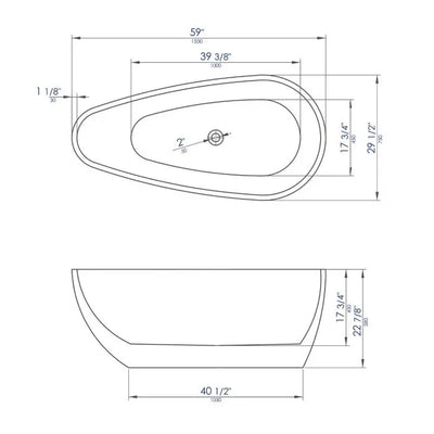 ALFI brand AB8861 59 Inch White Oval Acrylic Free Standing Soaking Bathtub Alfi Trade Inc