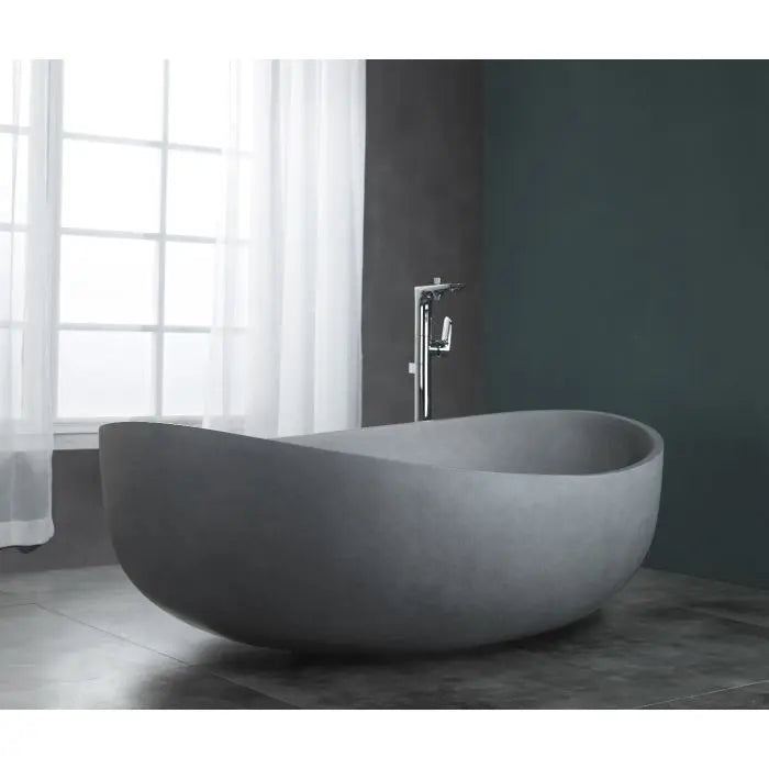 ALFI brand ABCO63TUB 63" Solid Concrete Gray Matte Oval Bathtub Alfi Trade Inc