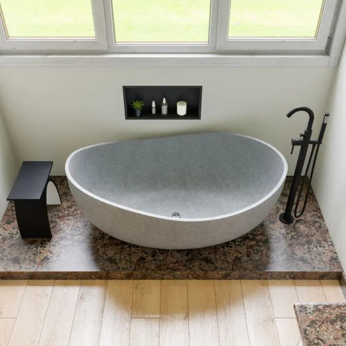ALFI brand ABCO63TUB 63" Solid Concrete Gray Matte Oval Bathtub Alfi Trade Inc