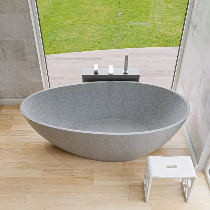 ALFI brand ABCO72TUB 72" Solid Concrete Tear Drop Freestanding Bathtub Alfi Trade Inc