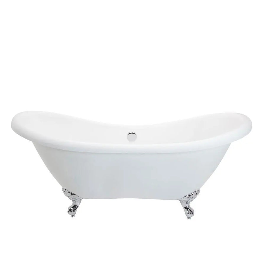 ANZZI Aegis Series FT-AZ082 5.7 ft. Acrylic Center Drain Freestanding Bathtub in Glossy White