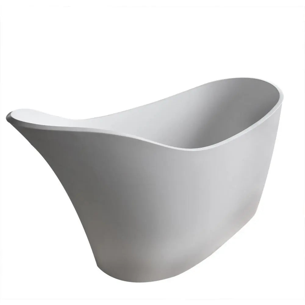 ANZZI Alto Series FT-AZ507 5.6 ft. Man-Made Stone Center Drain Matte White Freestanding Bathtub