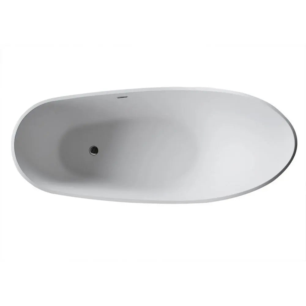 ANZZI Alto Series FT-AZ507 5.6 ft. Man-Made Stone Center Drain Matte White Freestanding Bathtub