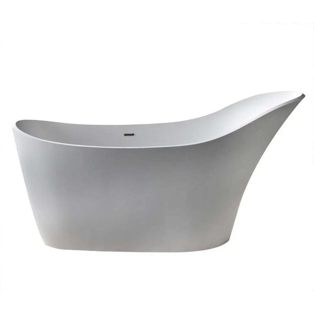 ANZZI Alto Series FT-AZ507 5.6 ft. Man-Made Stone Center Drain Matte White Freestanding Bathtub