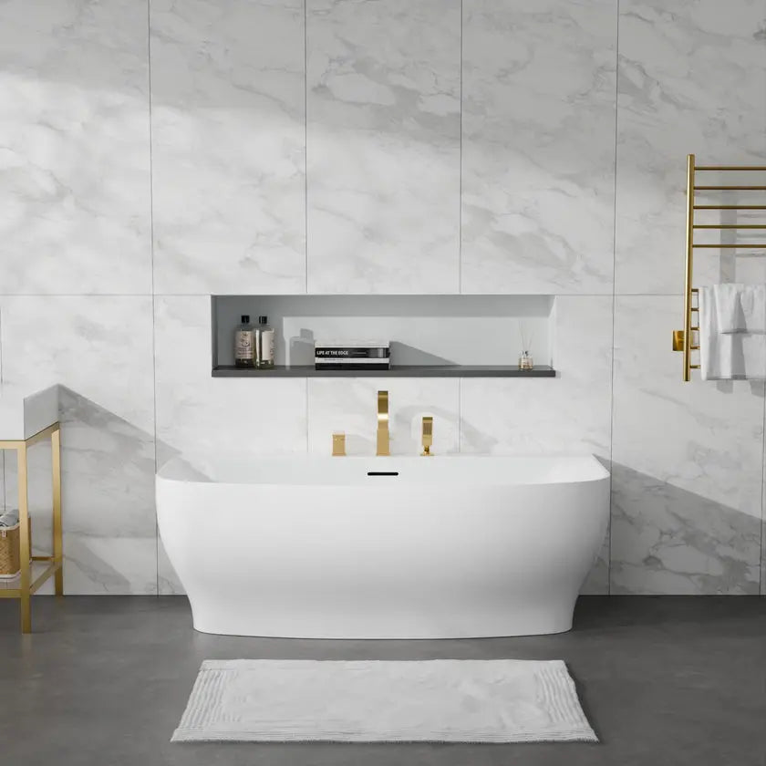 ANZZI Bank Series FT-AZ112 5.41 ft. Freestanding Bathtub in White