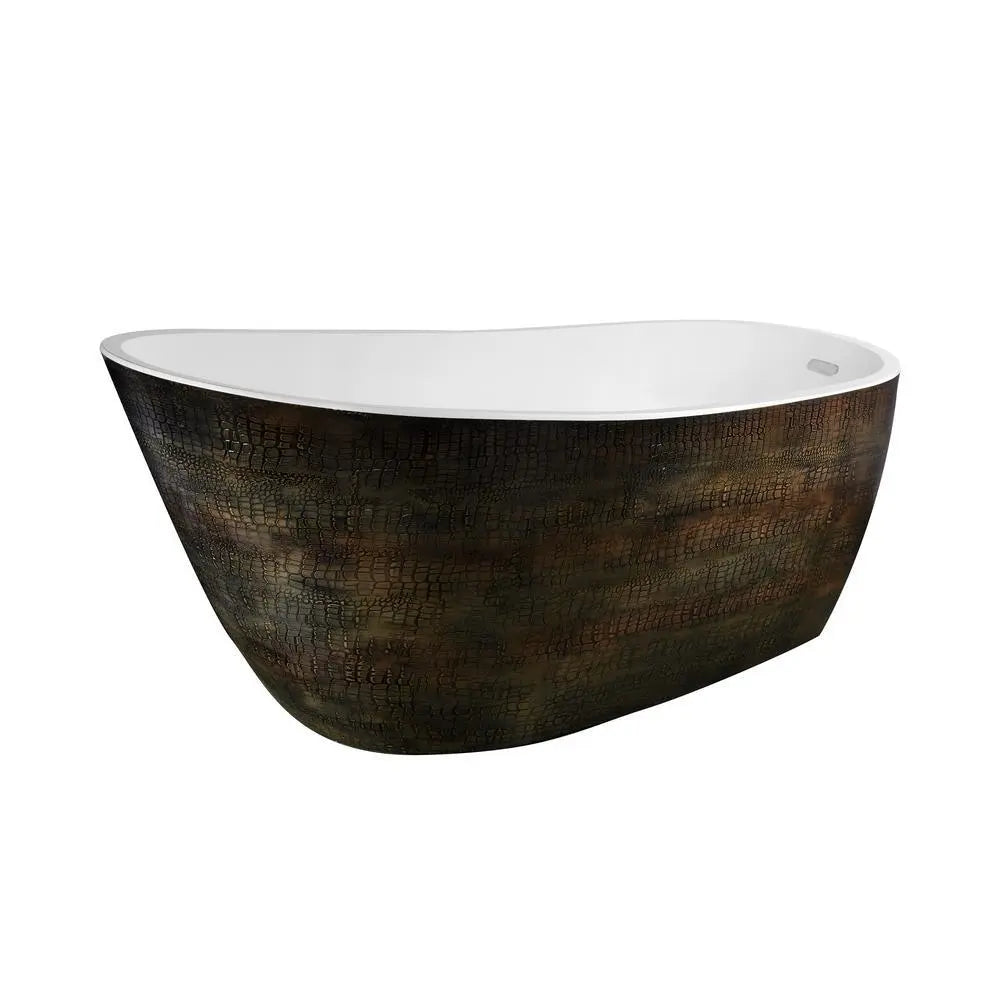 ANZZI Bouie Series FT-AZ069 5.68 ft. Freestanding Bathtub in Caiman Skin