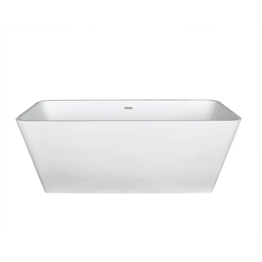 ANZZI Cenere Series FT-AZ501 4.9 ft. Man-Made Stone Center Drain Freestanding Bathtub in Matte White