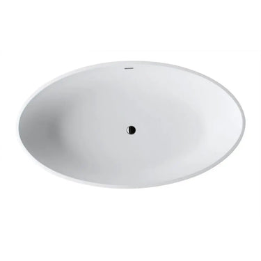 ANZZI Cestino Series FT-AZ510 5.5 ft. Man-Made Stone Center Drain Freestanding Bathtub in Matte White - side view