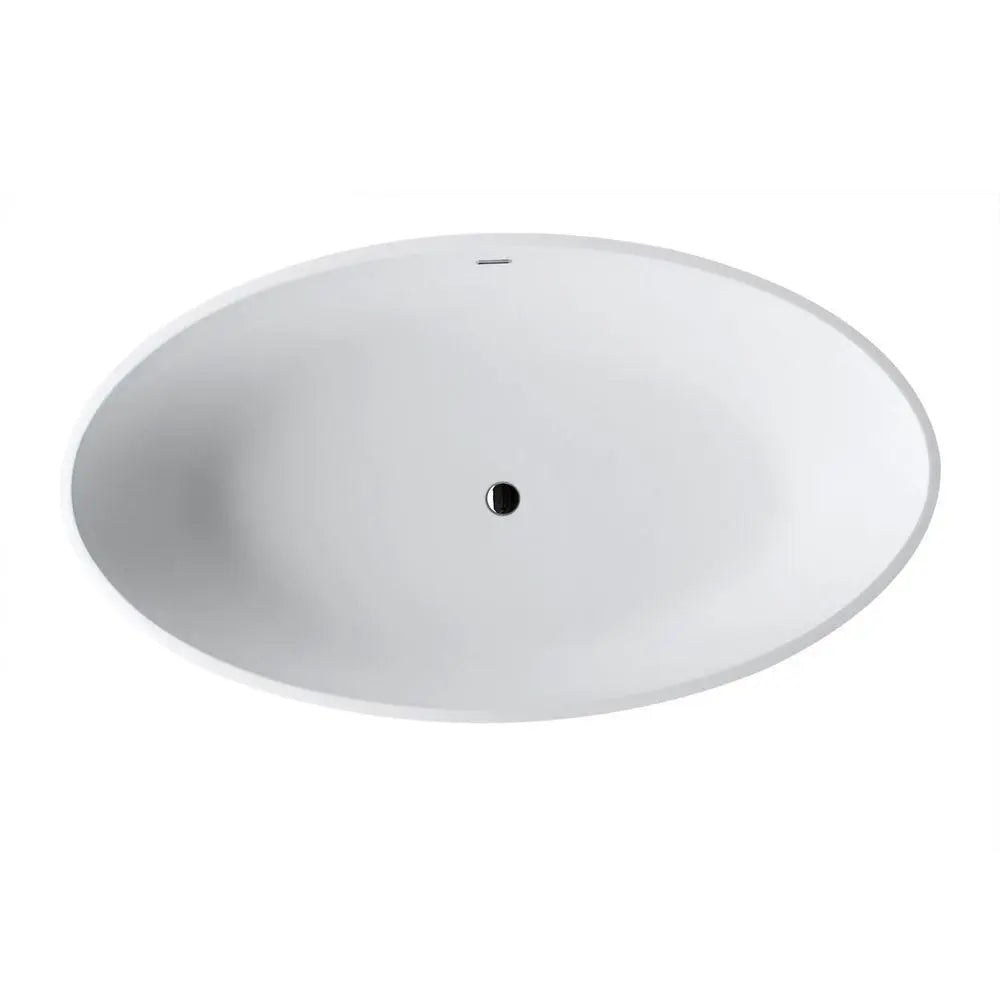ANZZI Cestino Series FT-AZ510 5.5 ft. Man-Made Stone Center Drain Freestanding Bathtub in Matte White