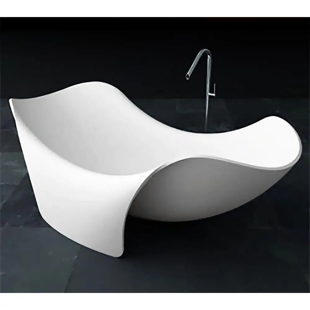 ANZZI Cielo Series FT-AZ512 6.5 ft. Man-Made Stone Center Drain Freestanding Bathtub in Matte White