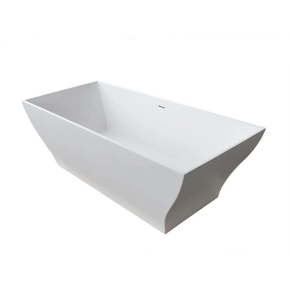 ANZZI Crema Series FT-AZ509 5.9 ft. Man-Made Stone Center Drain Freestanding Bathtub in Matte White