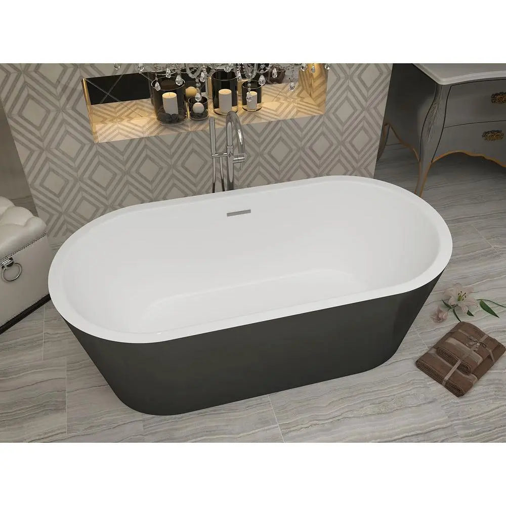 ANZZI Dualita Series Glossy Acrylic Black Freestanding Bathtub