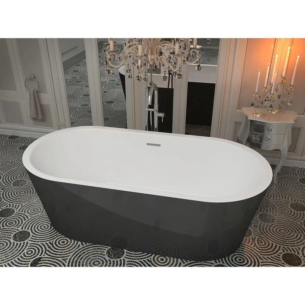 ANZZI Dualita Series Glossy Acrylic Black Freestanding Bathtub