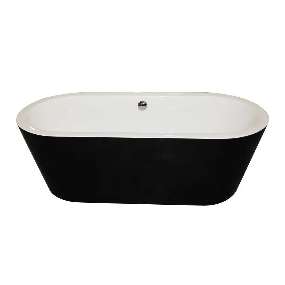 ANZZI Dualita Series Black Soaking Tub with Freestanding Faucet