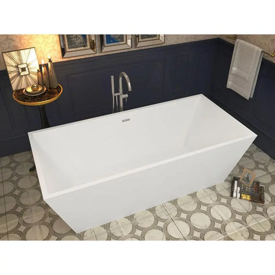 ANZZI Fjord Series FT-AZ002 5.6 ft. Acrylic Center Drain Freestanding Bathtub in Glossy White