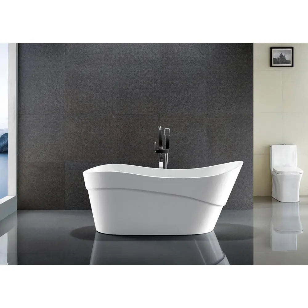 ANZZI Kahl Series FT-AZ094 5.58 ft. White Freestanding Tub with Reversible Drain