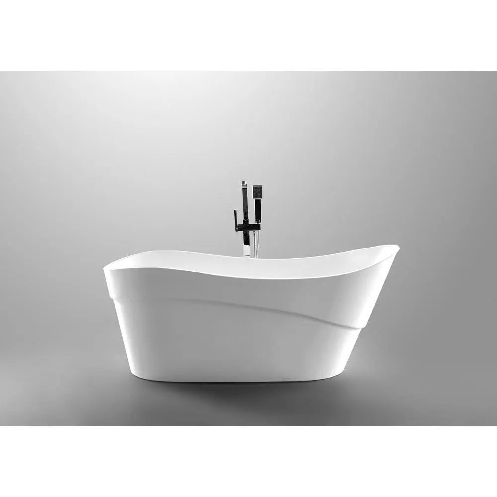ANZZI Kahl Series FT-AZ094 5.58 ft. White Freestanding Tub with Reversible Drain