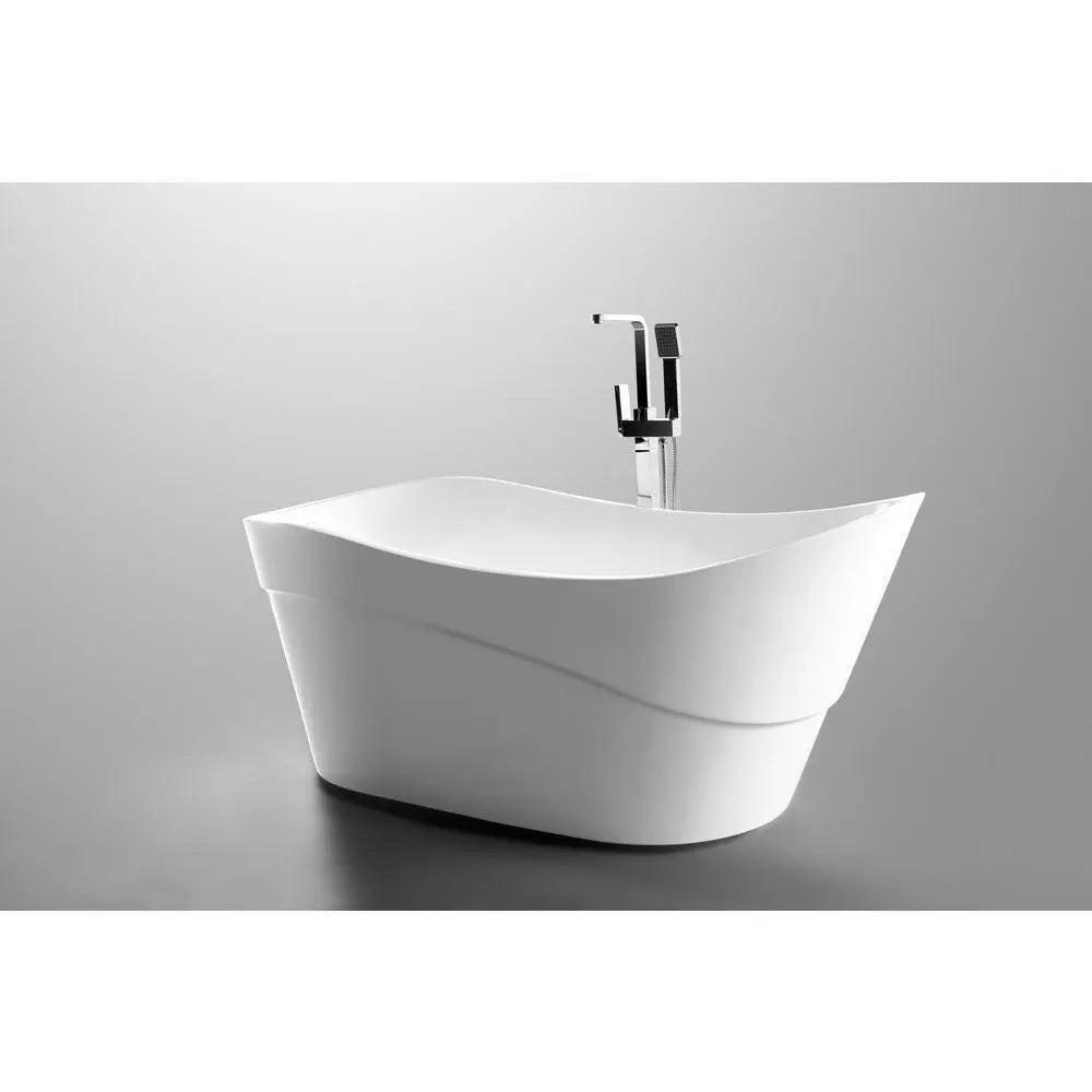 ANZZI Kahl Series FT-AZ094 5.58 ft. White Freestanding Tub with Reversible Drain