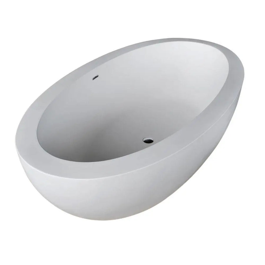 ANZZI Lusso Series FT-AZ504 6.3 ft. Man-Made Stone Center Drain Matte White Freestanding Tub