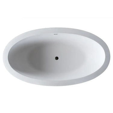ANZZI Lusso Series FT-AZ504 6.3 ft. Man-Made Stone Center Drain Matte White Freestanding Tub - side view